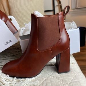 Dream Pairs Brown Square Tor Ankle Booties